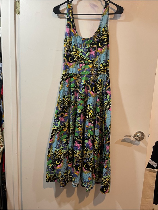 Nooworks Dresses & Skirts - Nooworks Vacation Sleeveless Multicolor Graphic Midi Dress with Unicorns